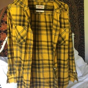 Yellow and Navy Boyfriend Style Flannel